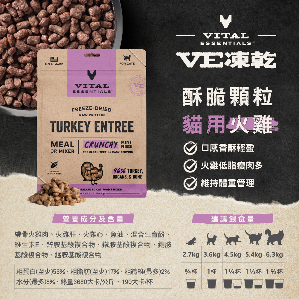 VE凍乾-貓用酥脆顆粒-火雞