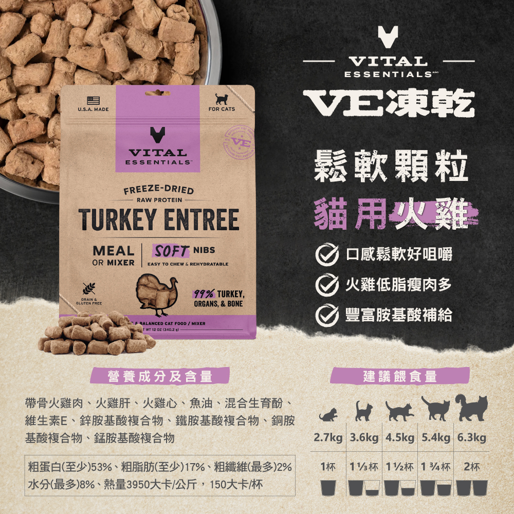VE凍乾-貓用酥軟顆粒-火雞